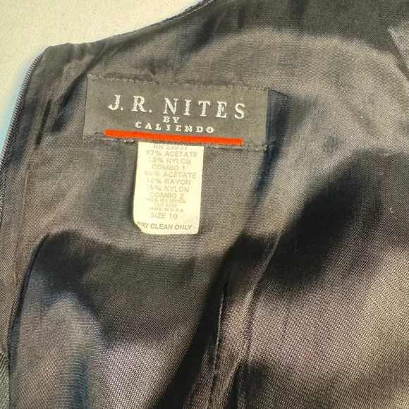 J.R. Nites Size 10 Black Velvet Bodice Dress 90s Minimal Midi Formal - Picture 3 of 8